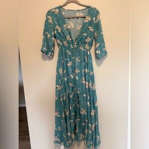 Floral Teal Maxi Dress